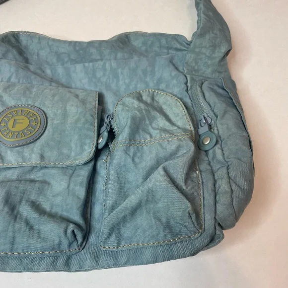 Acid Washed Print Blue Nylon Crossbody Bag - Picture 3 of 6